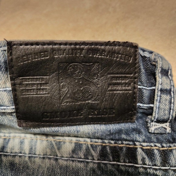 Smoke Rise Mens 38x30 DISTRESSED HipHop Embroidered Skater Jeans Streetwear Wide - Picture 11 of 11